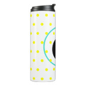 Monogram Blue Yellow Polka Dots Thermosbecher (Nach links gedreht)