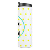 Monogram Blue Yellow Polka Dots Thermosbecher (Nach rechts gedreht)