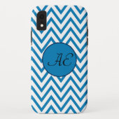 Monogram Blue Zickzack Modern Case-Mate iPhone Hülle (Rückseite)