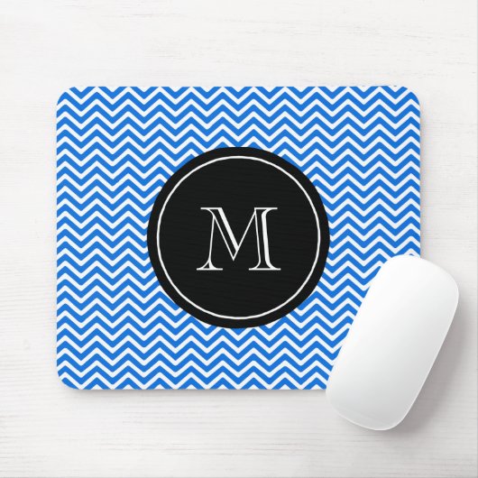 Monogram Blue Zickzack Pattern Mousepad (Mit Mouse)