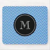 Monogram Blue Zickzack Pattern Mousepad (Vorne)