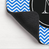 Monogram Blue Zickzack Pattern Mousepad (Ecke)