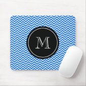 Monogram Blue Zickzack Pattern Mousepad (Mit Mouse)
