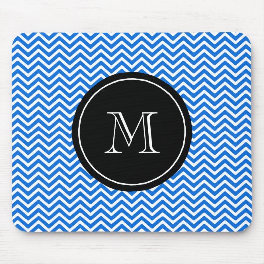 Monogram Blue Zickzack Pattern Mousepad (Vorne)