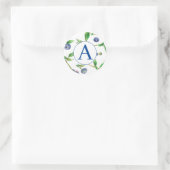 Monogram Blueberries Aquarellfrucht Runder Aufkleber (Tasche)