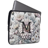 Monogram, blühend zeichnend Rosa-Gerbera-Molsen Laptopschutzhülle (Vorne Rechts)