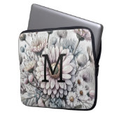 Monogram, blühend zeichnend Rosa-Gerbera-Molsen Laptopschutzhülle (Vorderseite Links)