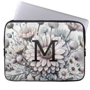 Monogram, blühend zeichnend Rosa-Gerbera-Molsen Laptopschutzhülle
