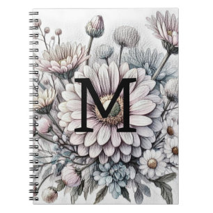 Monogram, blühend zeichnend Rosa-Gerbera-Molsen Notizblock