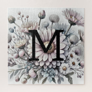 Monogram, blühend zeichnend Rosa-Gerbera-Molsen Puzzle