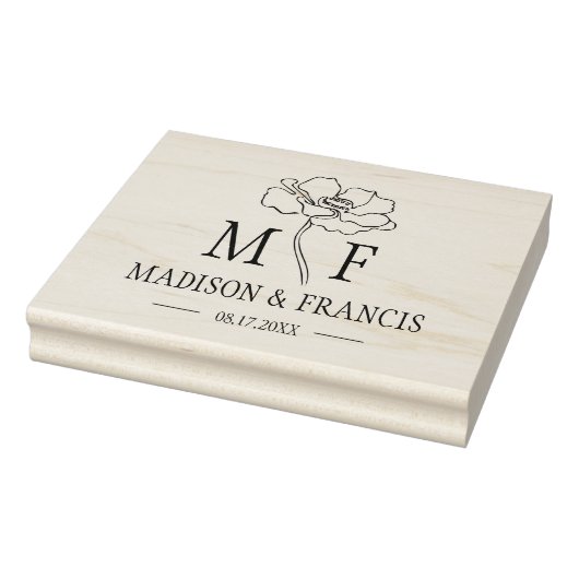 Monogram Blume Custom Wedding Bag Gummistempel (Stempel)