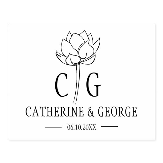 Monogram Blume Custom Wedding Bag Gummistempel (Prägung)