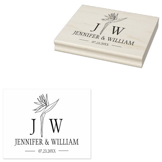 Monogram Blume Custom Wedding Bag Gummistempel (Stempel)