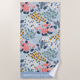 Monogram Blume Elegant Stilvoll Strandtuch