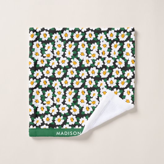 Monogram Blume Elegant Stilvolles Badetuch Set (Waschlappen)