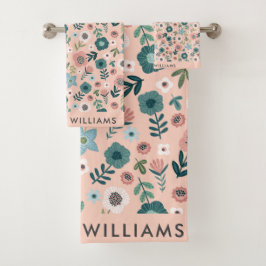 Monogram Blume Elegant Stilvolles Badetuch Set
