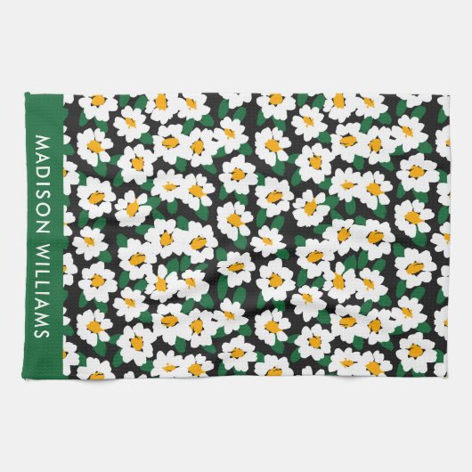 Monogram Blume Elegant Stilvolles Küchentuch (Horizontal)