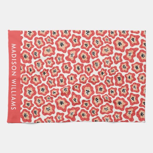 Monogram Blume Elegant Stilvolles Küchentuch (Horizontal)