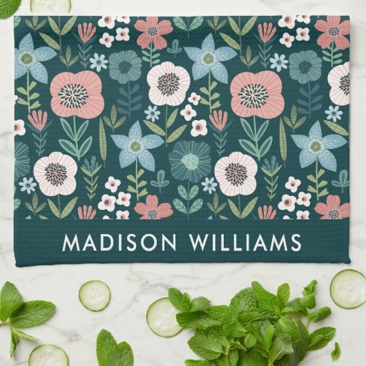 Monogram Blume Elegant Stilvolles Küchentuch (Gefaltet)