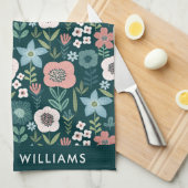 Monogram Blume Elegant Stilvolles Küchentuch (Viertel Falte)