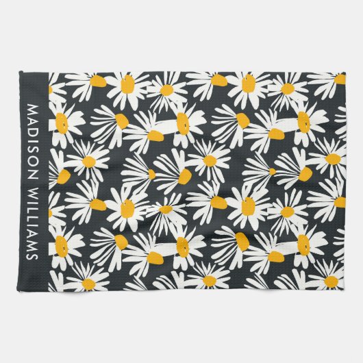 Monogram Blume Elegant Stilvolles Küchentuch (Horizontal)