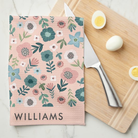 Monogram Blume Elegant Stilvolles Küchentuch (Viertel Falte)