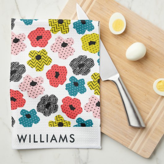 Monogram Blume Elegant Stilvolles Küchentuch (Viertel Falte)