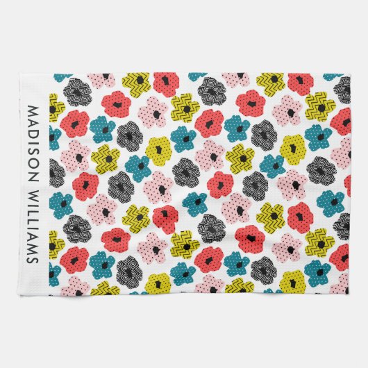 Monogram Blume Elegant Stilvolles Küchentuch (Horizontal)