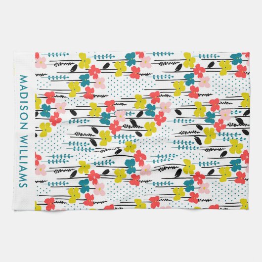 Monogram Blume Elegant Stilvolles Küchentuch (Horizontal)