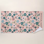 Monogram Blume Elegant Stylisches Strandtuch (Vorderseite)