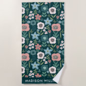 Monogram Blume Elegant Stylisches Strandtuch (Vorderseite)