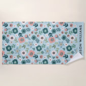 Monogram Blume Elegant Stylisches Strandtuch (Vorderseite)
