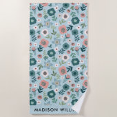 Monogram Blume Elegant Stylisches Strandtuch (Vorderseite)