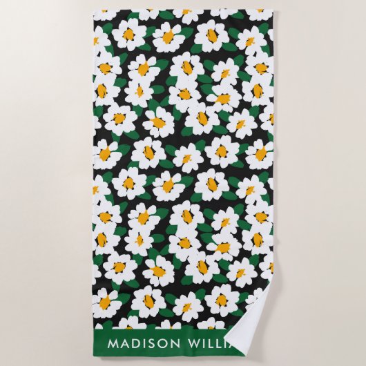 Monogram Blume Elegant Stylisches Strandtuch (Vorderseite)