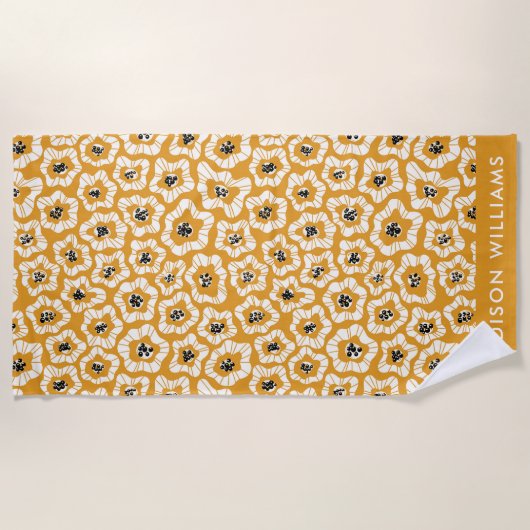 Monogram Blume Elegant Stylisches Strandtuch (Vorderseite)