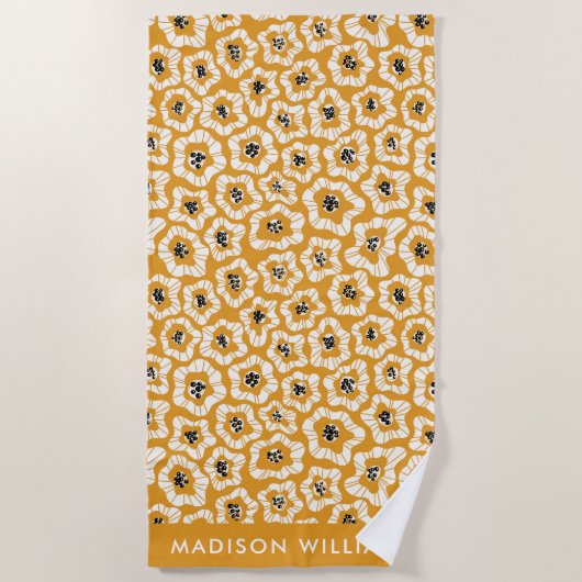 Monogram Blume Elegant Stylisches Strandtuch (Vorderseite)