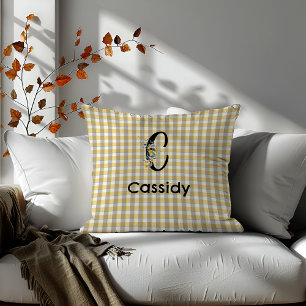 Monogram Blume Gingham-Graumuster Kissen