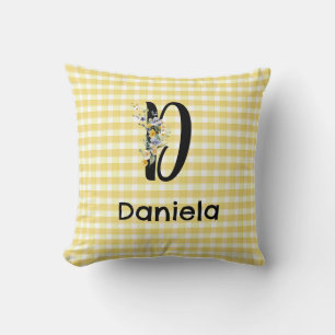 Monogram-Blume-Gingham-Muster Kissen