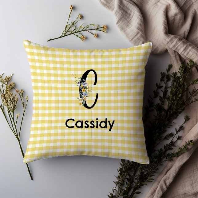 Monogram-Blume-Gingham-Muster Kissen (Von Creator hochgeladen)
