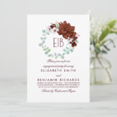 Monogram-Blume in Burgundy Elegante Engagement Par Einladung (Stehend Vorderseite)