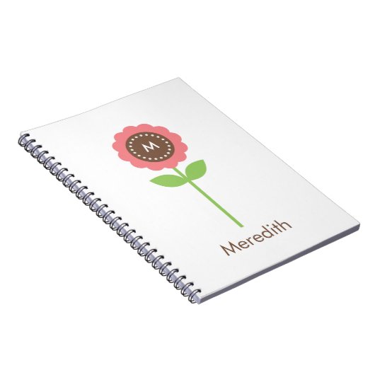 Monogram-Blume-Personalisiert-Notebook Notizblock (Rechte Seite)