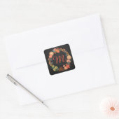 Monogram, Blumenkranz, Square Stickers (Umschlag)