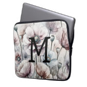 Monogram, blumenzeichnend, rosa pastellfarbene Moh Laptopschutzhülle (Vorderseite Links)
