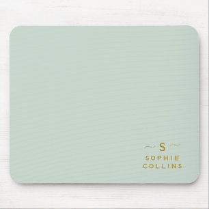 Monogram Blush Acqua Gold Minimalistischer Elegant Mousepad