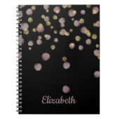 Monogram Blush and Gold Overlay auf schwarz Notizblock (Vorderseite)