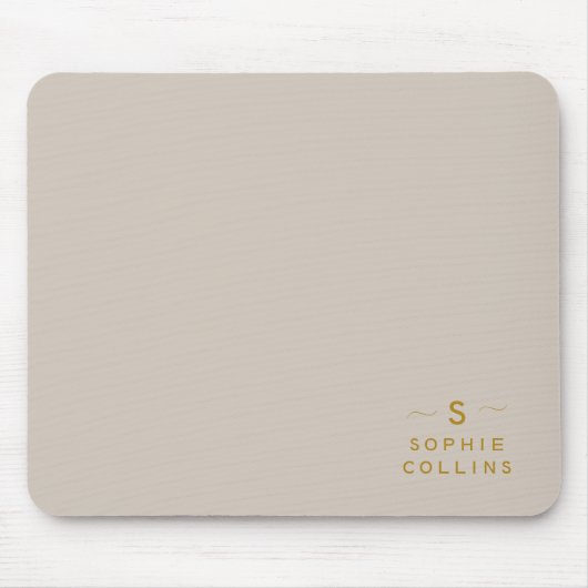 Monogram Blush Cream Gold Minimalistischer Elegant Mousepad (Vorne)