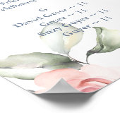 Monogram Blush & Dusty Blue Rose Seekarte Poster (Ecke)