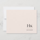 Monogram Blush Einfache Mit Monogramm soziale Note Mitteilungskarte (Vorderseite)
