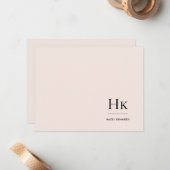 Monogram Blush Einfache Mit Monogramm soziale Note Mitteilungskarte (Vorderseite/Rückseite Beispiel)