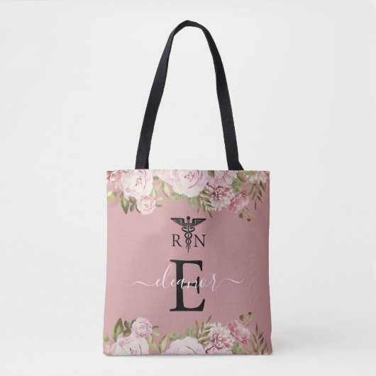 Monogram Blush Floral Registered Nured Abschluss Tasche (Vorderseite)